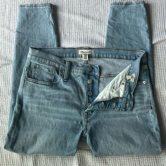 Madewell High Rise High Waist  Light Rinse Button Front  Skinny Jeans sz 31 - Picture 5 of 13